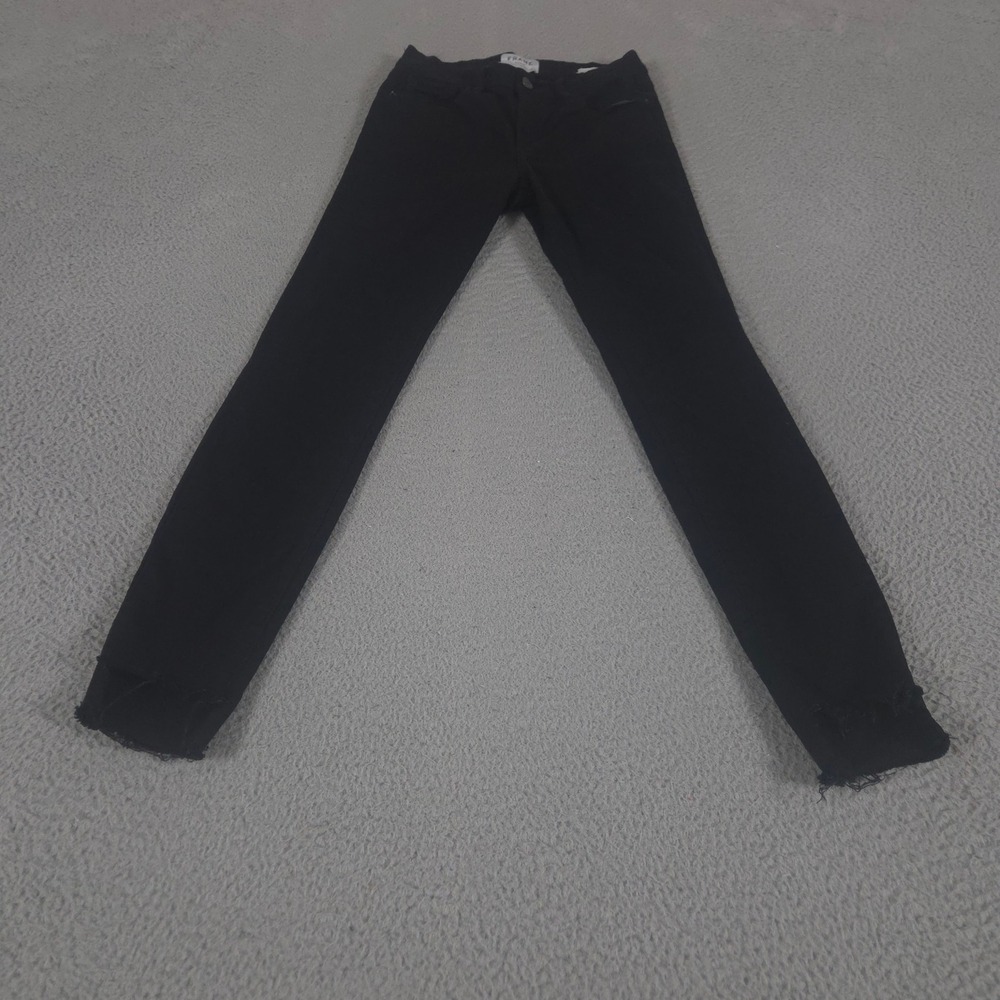 FRAME Jeans Womens 26 Black Le Skinny de Jeanne Raw‎ Hem Stretch Denim Pants